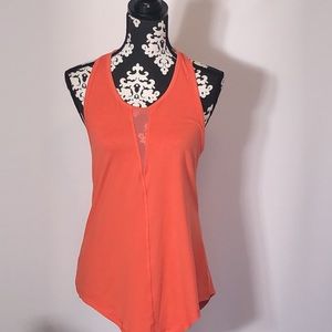 Zyia Orange mesh V fitted racerback gym workout tank top